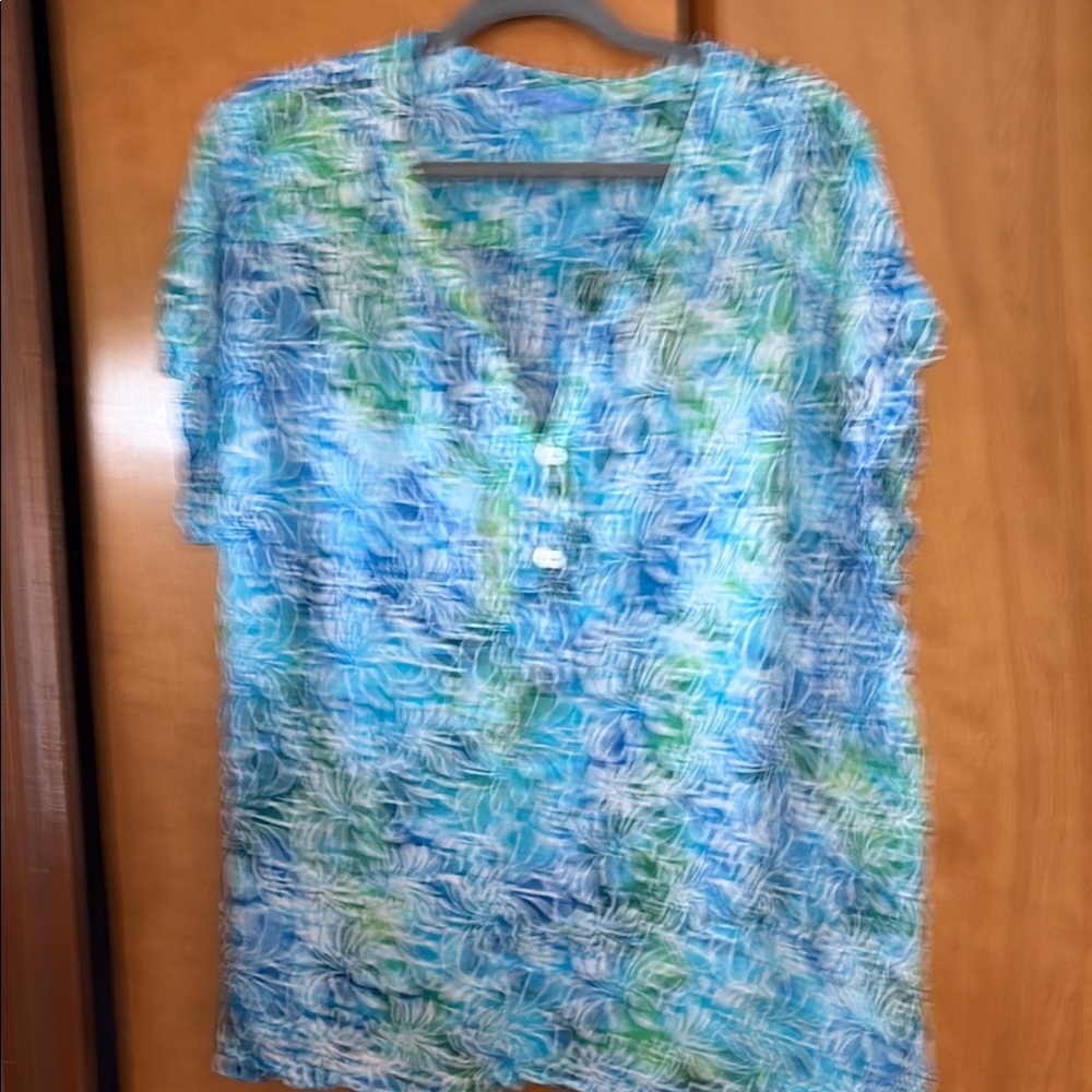 Blue and Green Women's Top